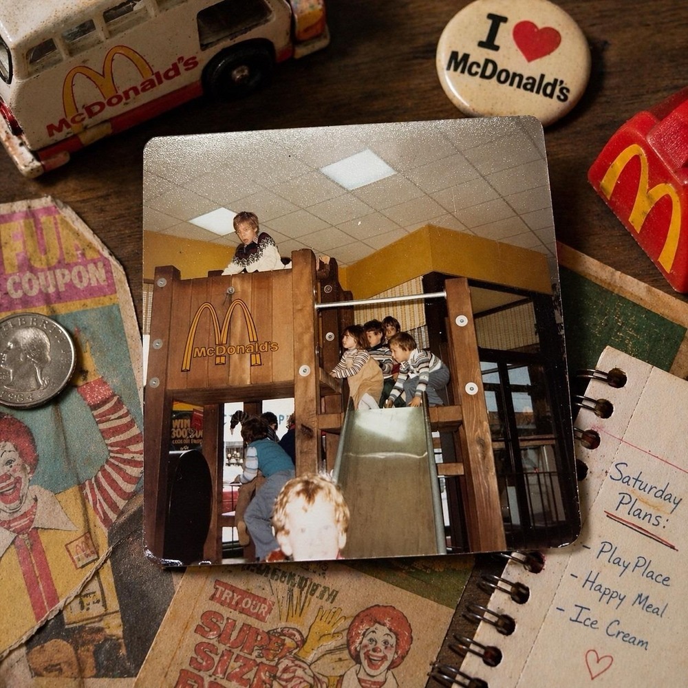 1980s McDonald's PlayPlace Snapshot Photo Kids Playground‎ 3.5" Square Nostalgia
